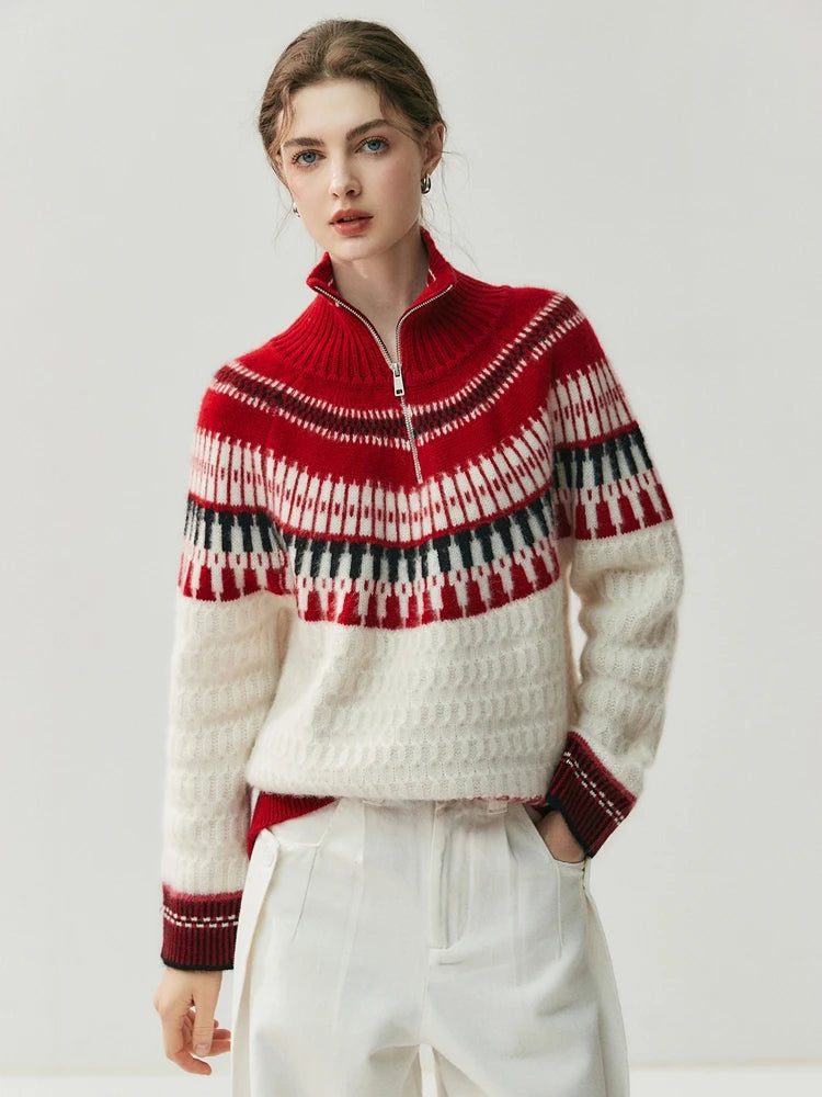 VILZSTUDIOS Luxury Cashmere Zipper Turtleneck Sweatshirt
