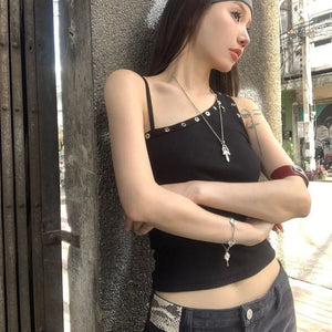 VILZSTUDIOS Sexy One Shoulder Ribbed Tank Top