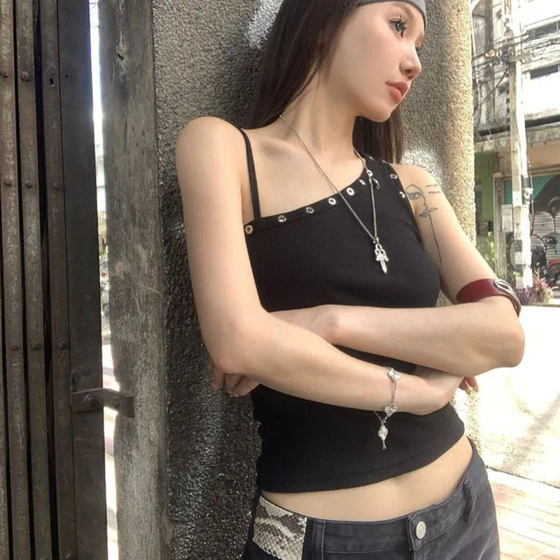VILZSTUDIOS Sexy One Shoulder Ribbed Tank Top