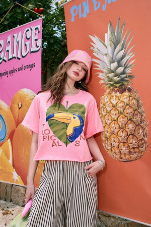 VILZSTUDIOS Loose Printed Petite Straight T-Shirt