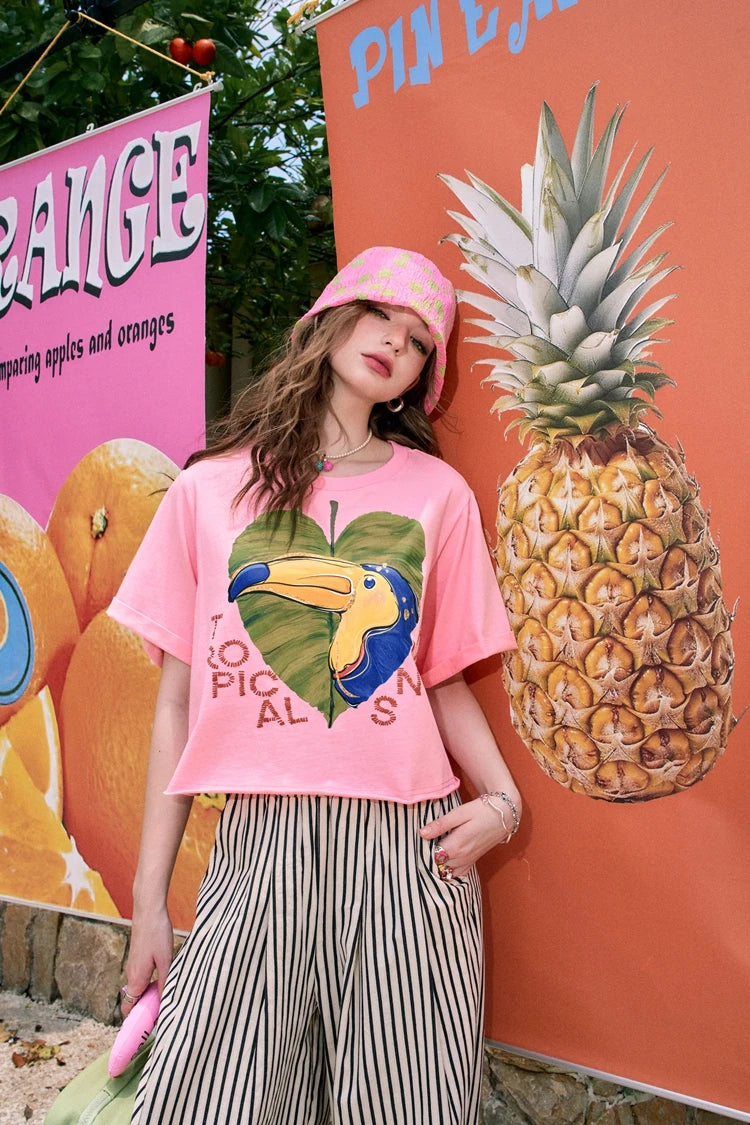 VILZSTUDIOS Loose Printed Petite Straight T-Shirt
