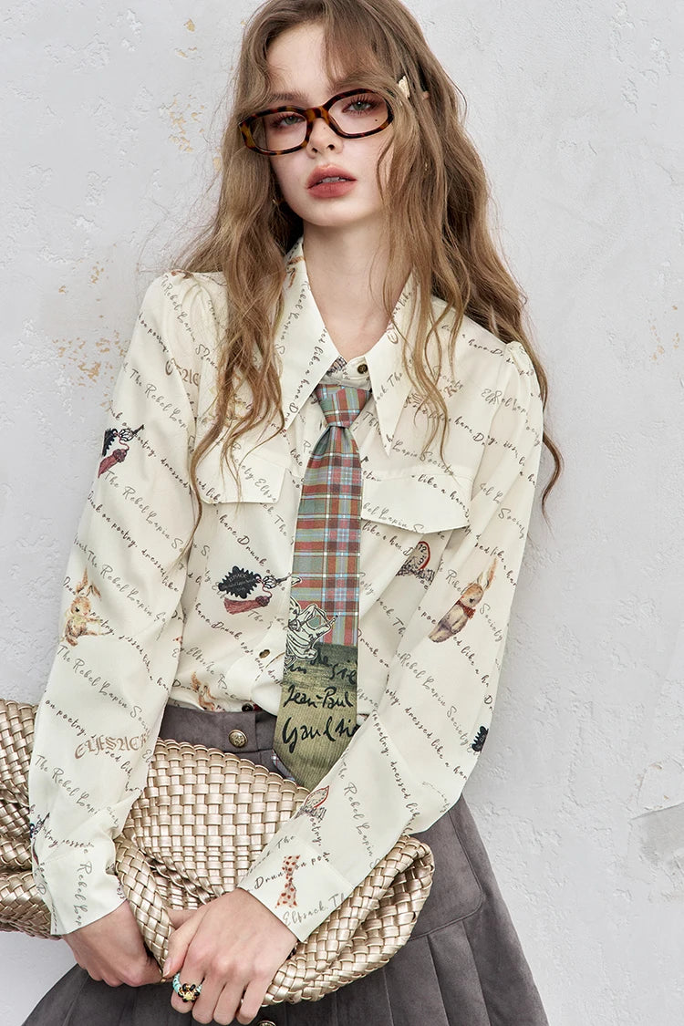 VILZSTUDIOS Stylish Casual Allover Print Long Sleeve Shirt