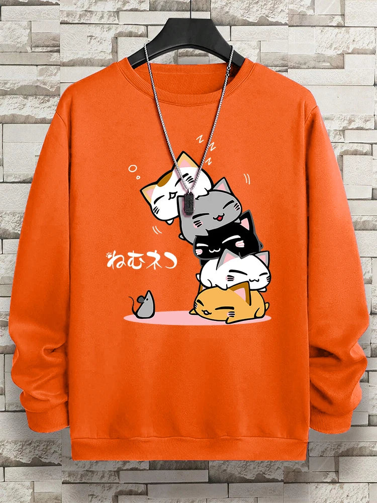 VILZSTUDIOS Cute Sleepy Stacked Cats Sweater