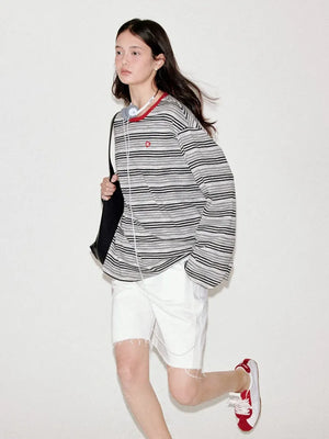 VILZSTUDIOS Striped Oversized Long Sleeve Top