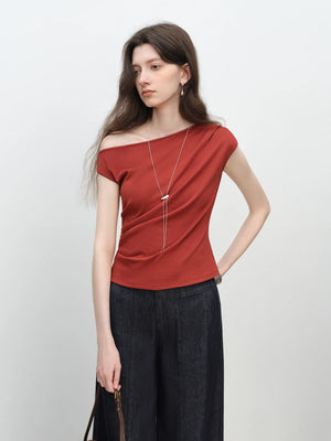VILZSTUDIOS Off-Shoulder Slim Knit Petite Blouse