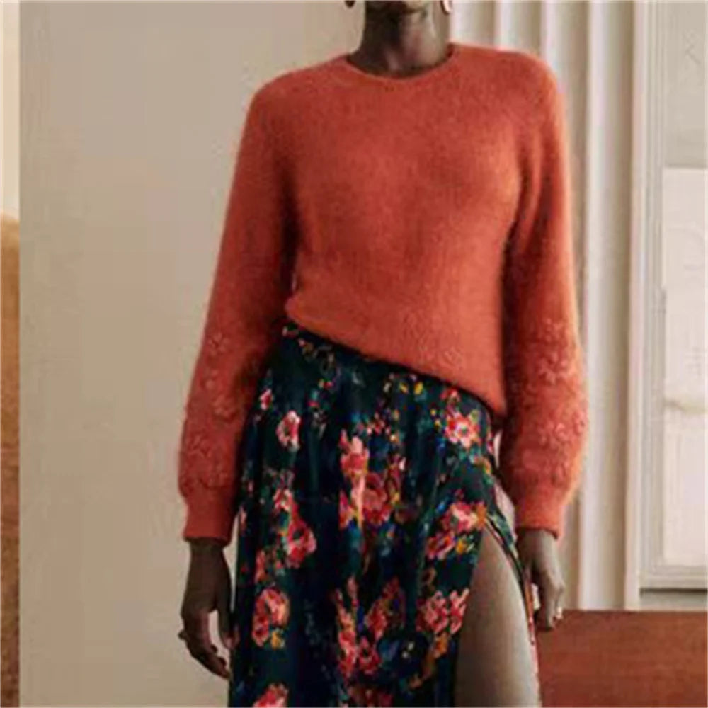 VILZSTUDIOS Flowers Embroidered Knitted Sweater