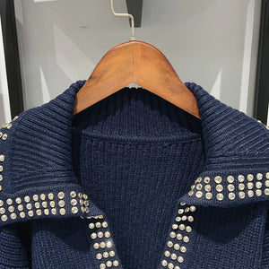 VILZSTUDIOS Diamond Bead Decorated Knit Sweater