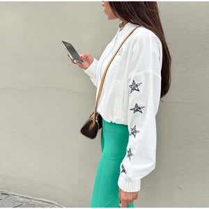 VILZSTUDIOS Casual Stars Print Stand Collar Jacket