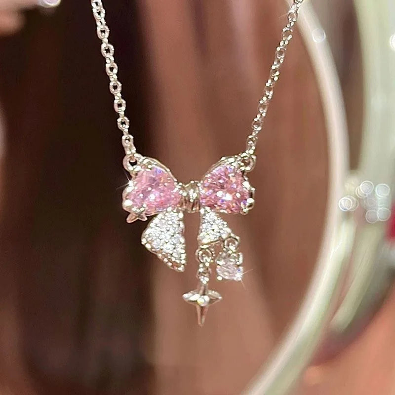 VILZSTUDIOS Sweet Pink Bow Necklace