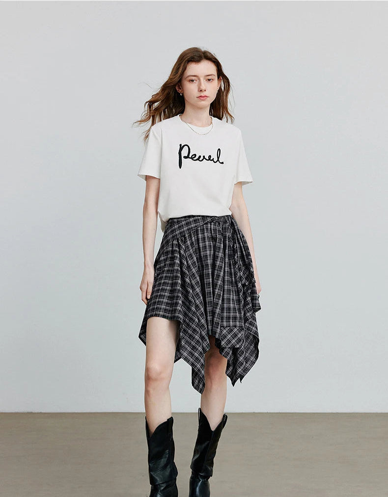 VILZSTUDIOS Comfortable Letter Print Round Neck T-Shirt