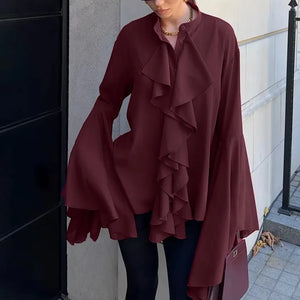 VILZSTUDIOS Elegant Ruffled Chiffon Blouse