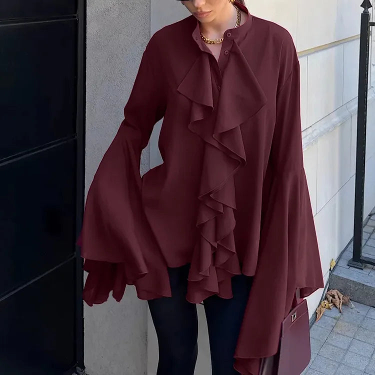 VILZSTUDIOS Elegant Ruffled Chiffon Blouse