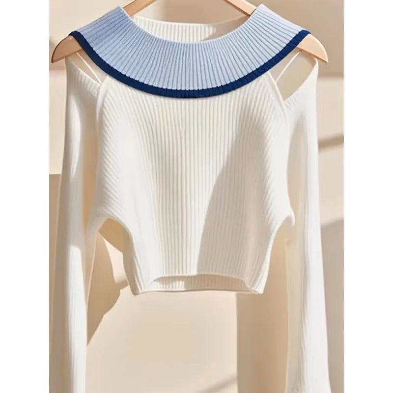 VILZSTUDIOS Elegant Soft Off-Shoulder Knitted Sweater