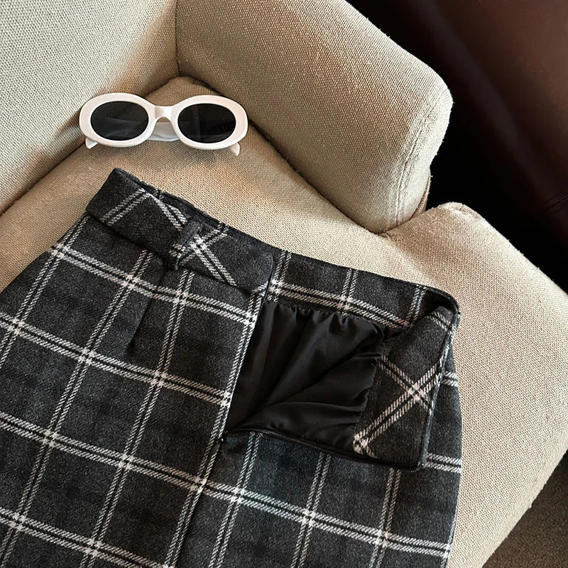 VILZSTUDIOS Plaid Lace Mini Skirt
