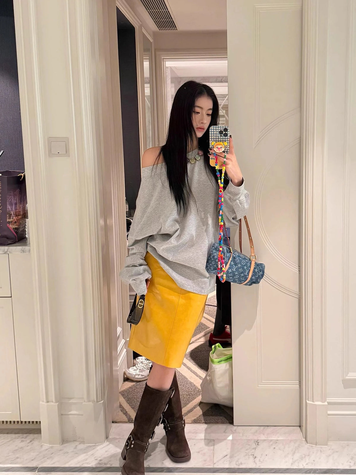 VILZSTUDIOS Shiny Reflective Yellow Patent PU Leather