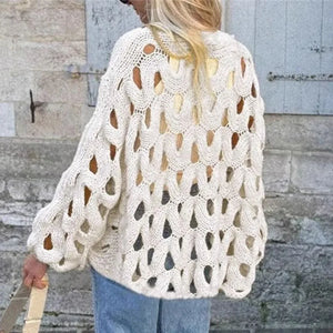 VILZSTUDIOS Chic Hollow Out Crew Neck Sweater