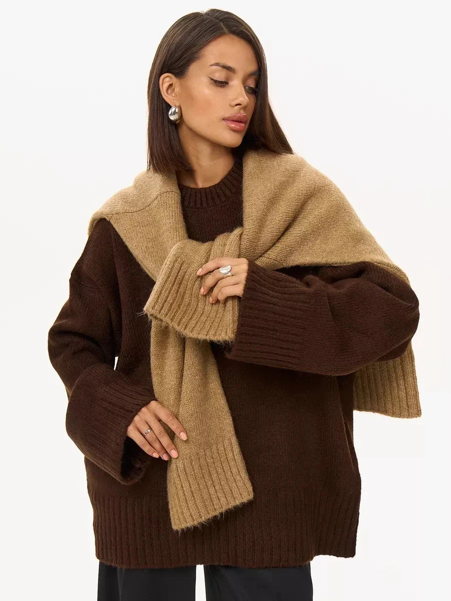 VILZSTUDIOS Brown Oversize Horn Cuff Sweater