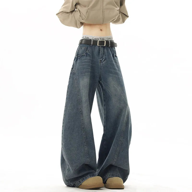 VILZSTUDIOS Dark Blue Wide Leg Denim Jeans
