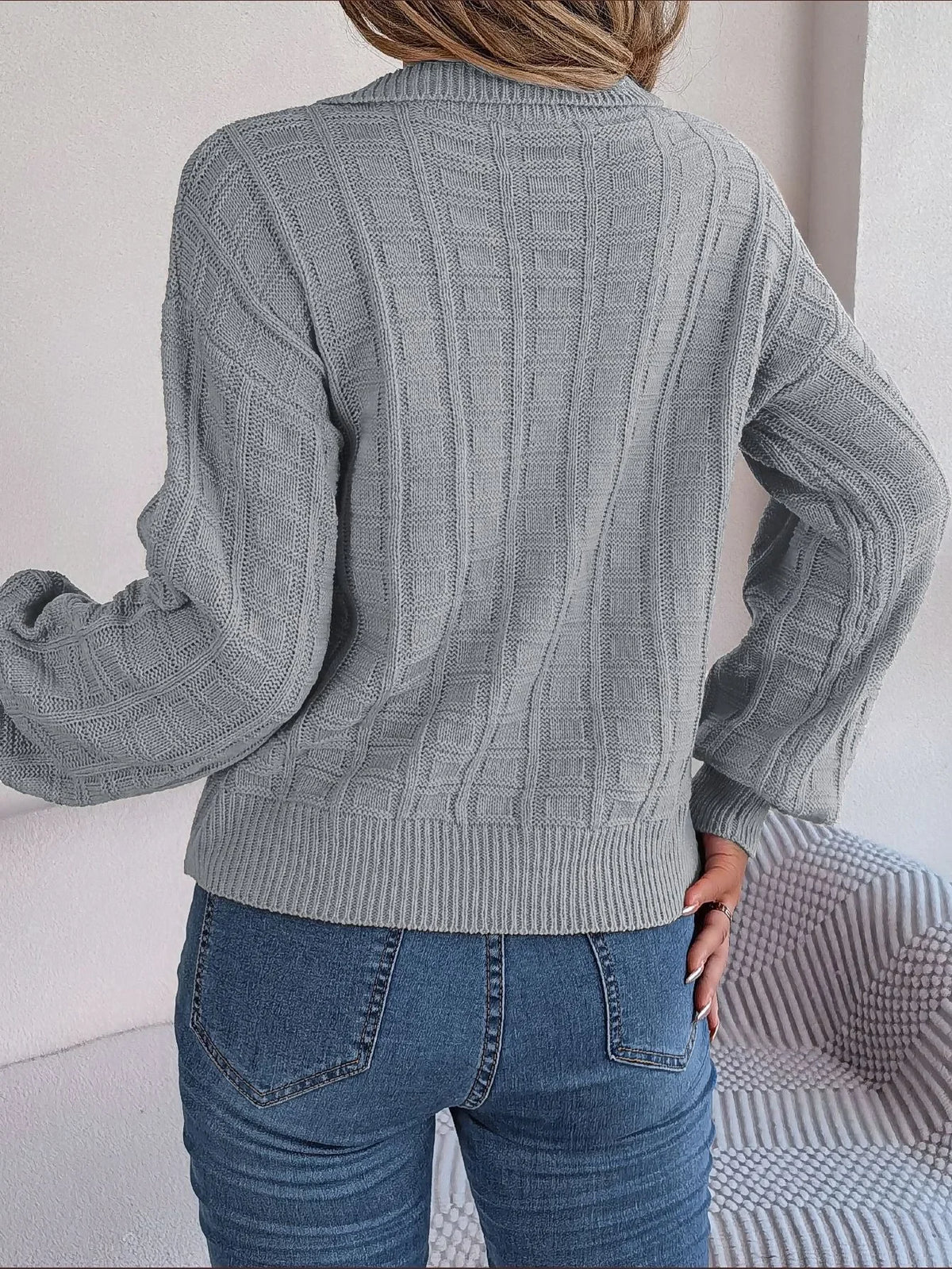 VILZSTUDIOS Cozy Knitted Plaid Sweater