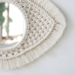 VILZSTUDIOS Decorative Mirrors Wall Decor Macrame Round Mirror Boho Home Decor Mirrors for Bedroom Living Room Bathroom Baby Room Decoration