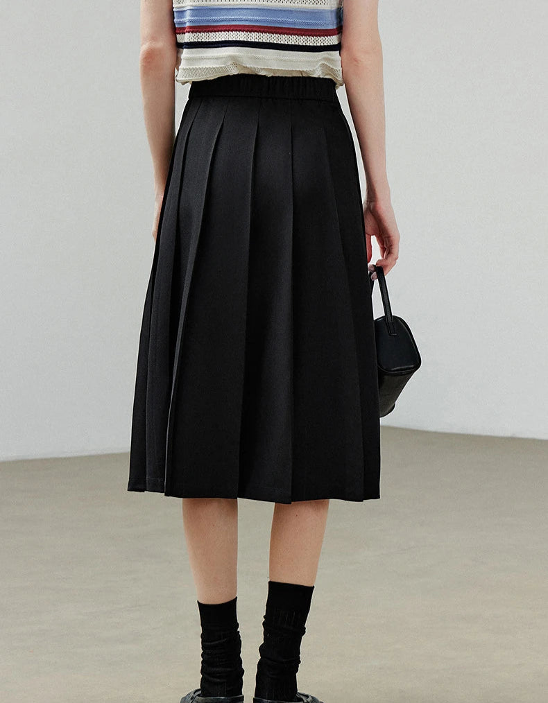 VILZSTUDIOS Elastic Waist Pleated Skirt