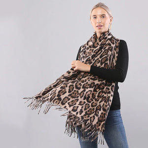 VILZSTUDIOS Designer Brand Leopard Cashmere Scarf Men Winter Scarves Warm Wool Pashmina Thicked Blanket Female Shawls and Wraps