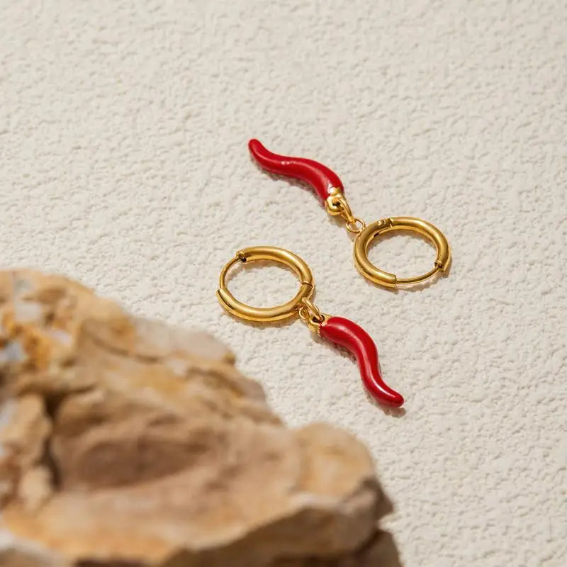 VILZSTUDIOS Women Red Chili Pepper Drop Earring