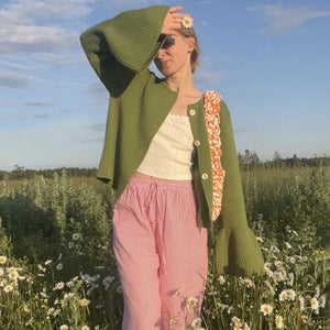 VILZSTUDIOS Cozy Flare Sleeve Knitted Cardigan