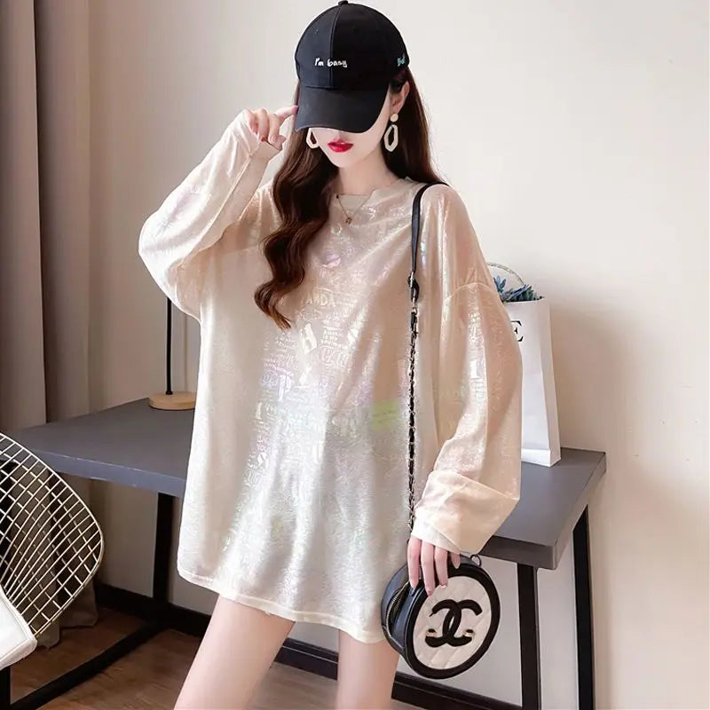 VILZSTUDIOS Chic Korean Sequined O-Neck T-Shirt