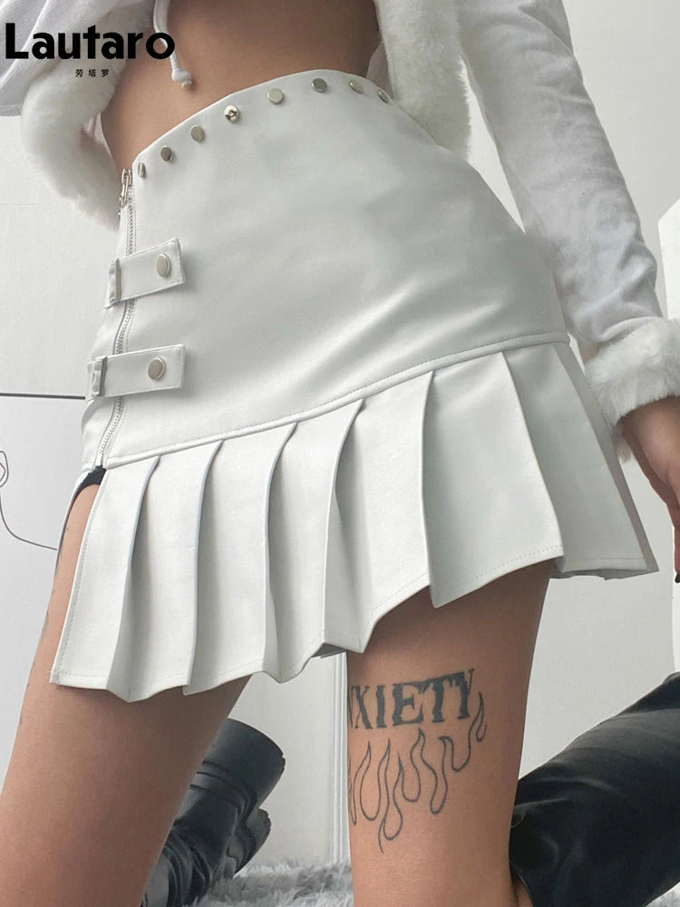 VILZSTUDIOS Lautaro Sexy Retro Leather Mini Skirt
