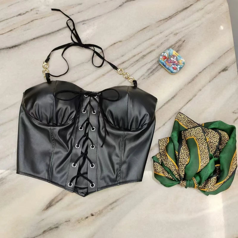 VILZSTUDIOS Sleek Sexy Leather Camisole Tank Top
