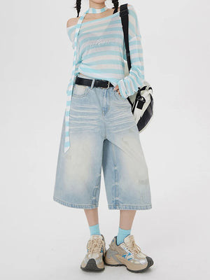 VILZSTUDIOS Retro Vintage Washed Wide Leg Jeans