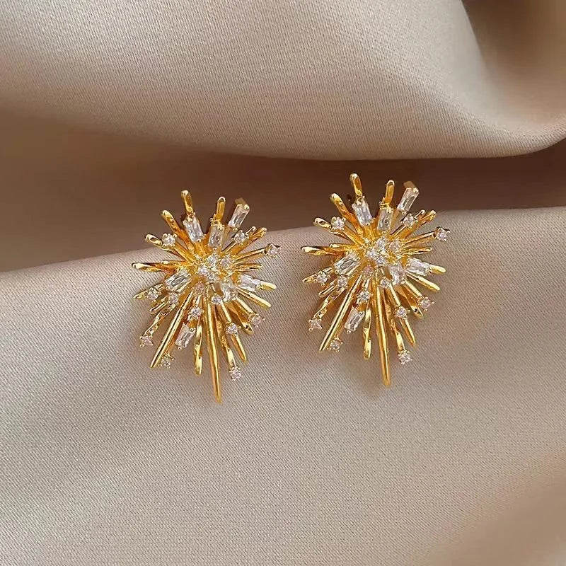VILZSTUDIOS Firework Flowers Metal Copper Zircon Earrings