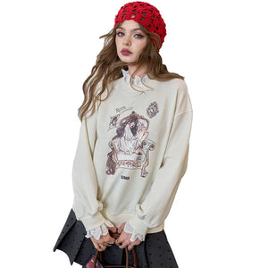 VILZSTUDIOS Lace Neck Casual Sweater