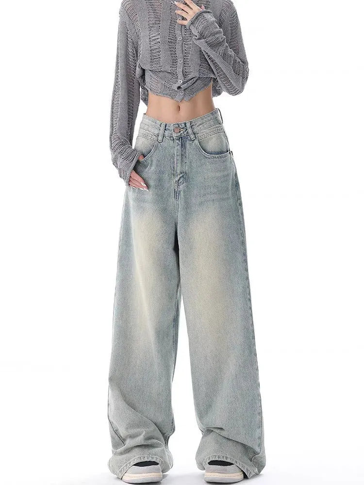 VILZSTUDIOS Vintage Distressed Wide Leg Jeans