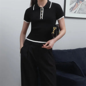 VILZSTUDIOS Chic Slim Fit Knit T-shirt