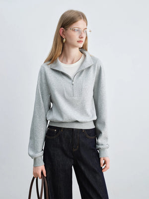 VILZSTUDIOS Cozy Chic Cotton Half-Zip Sweatshirt