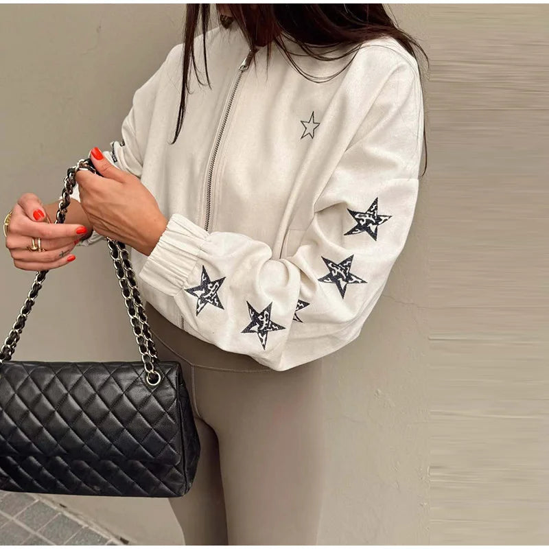 VILZSTUDIOS Casual Stars Print Stand Collar Jacket