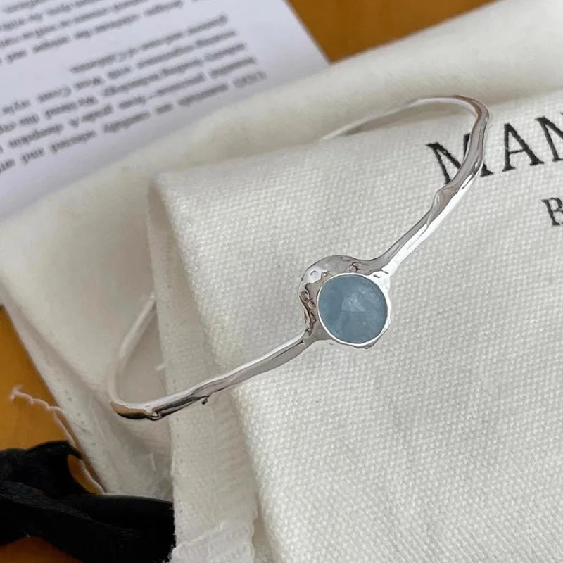 VILZSTUDIOS Blue Stone Geometric Bangle Bracelet