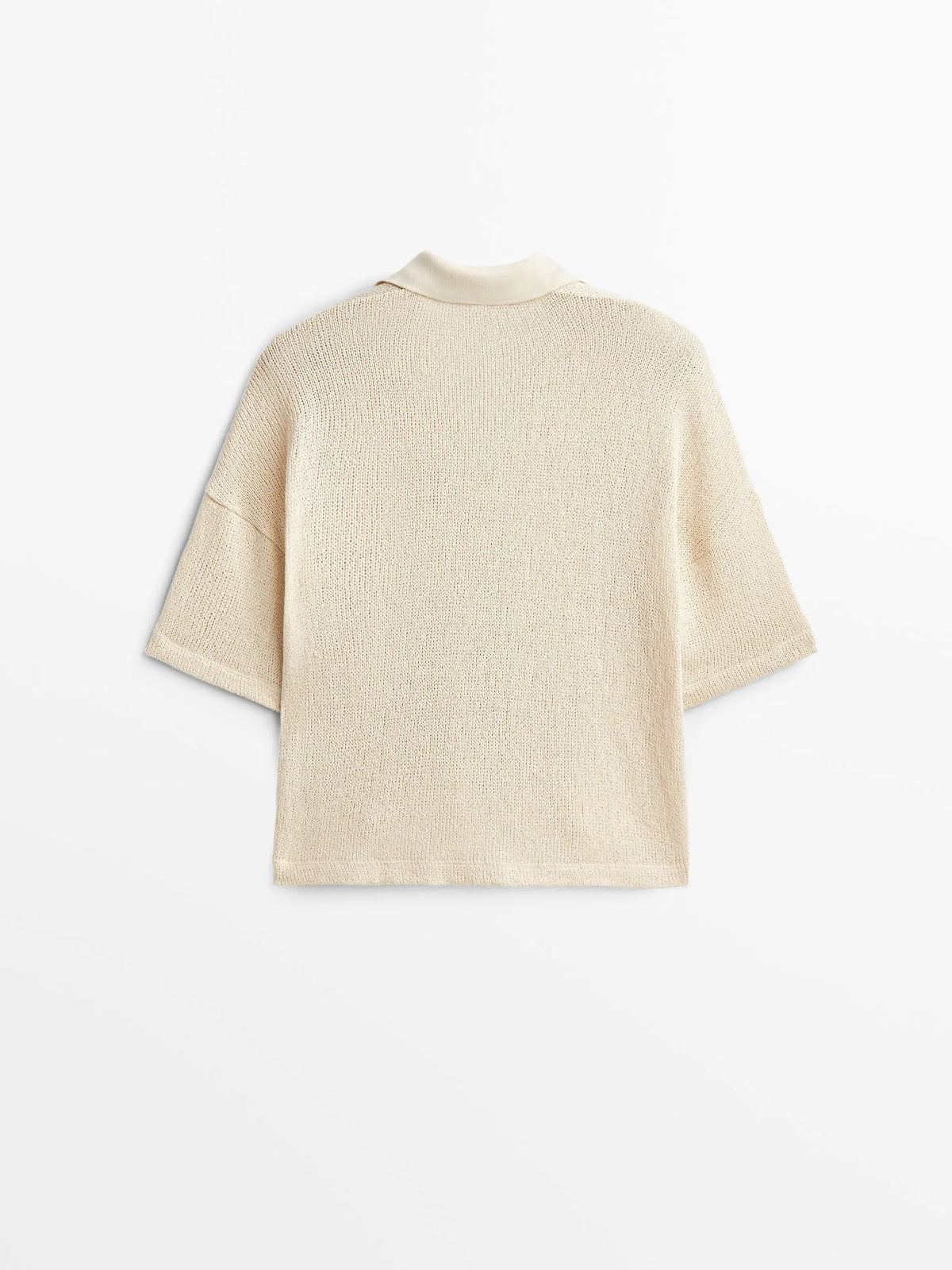 VILZSTUDIOS Beige V-Neck Knit Short Sleeve Sweater