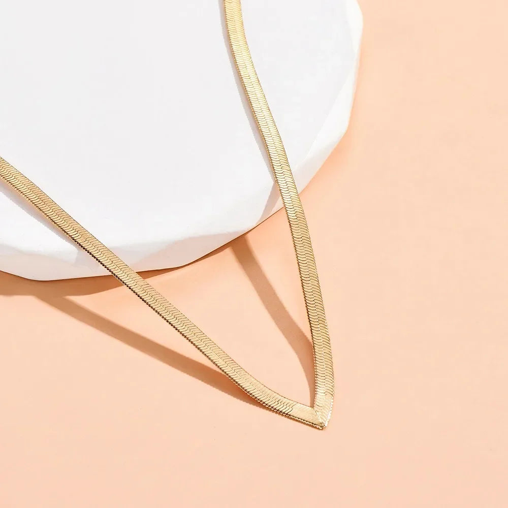 VILZSTUDIOS Gold Stainless Steel V-shape Necklace