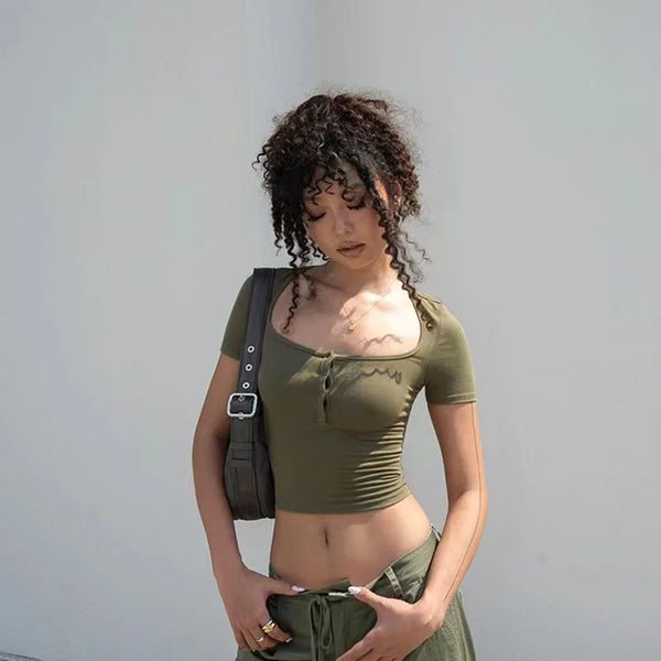 Sultry V-Neck Cropped Top