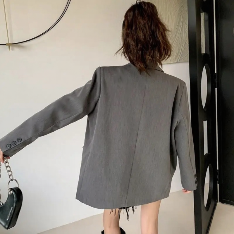 VILZSTUDIOS Flower Embroidery Loose Casual Blazer