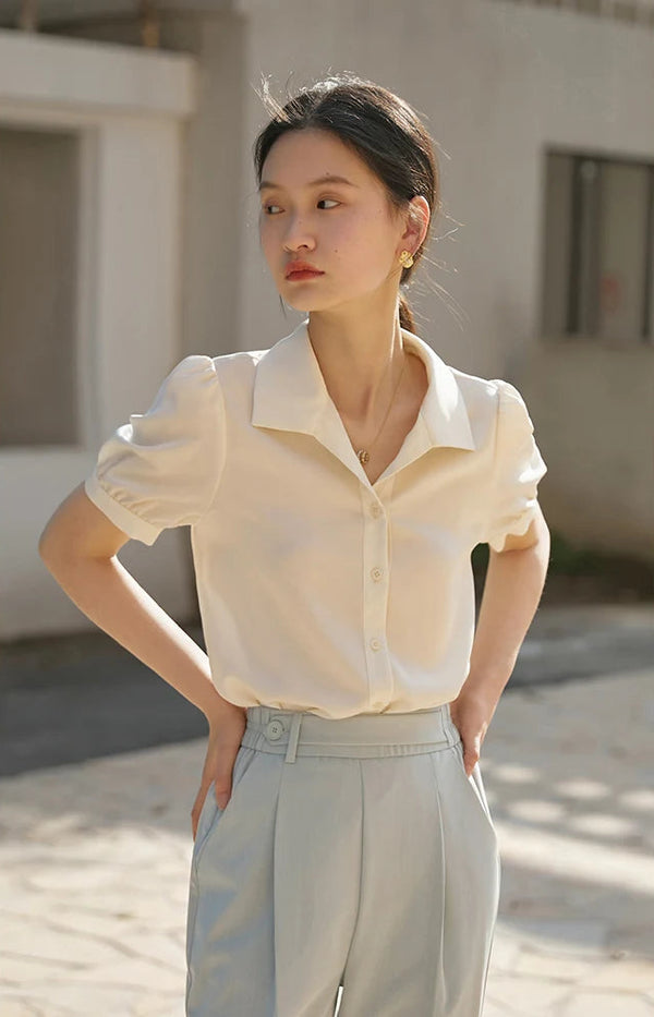 Chic Drape Short Sleeve Blouse