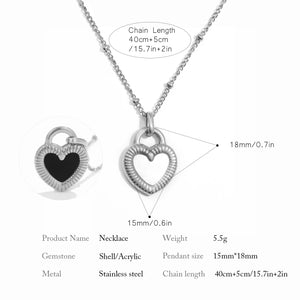VILZSTUDIOS Black & White Double-sided Heart-shaped Pendant Necklace