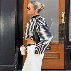 VILZSTUDIOS Loose Striped Long Sleeve Top