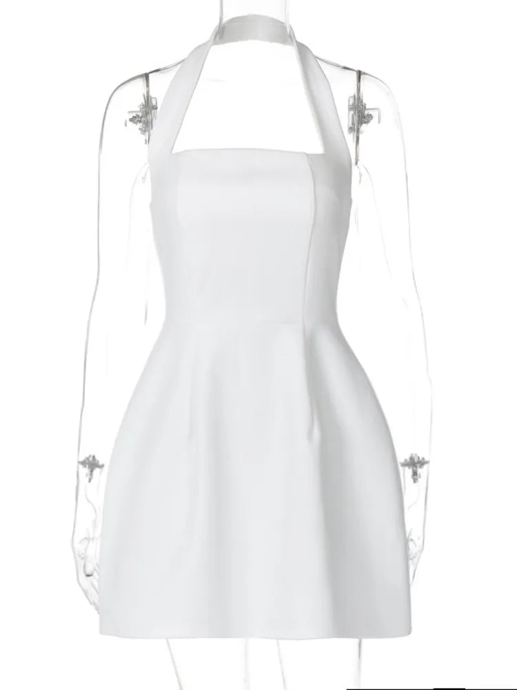 VILZSTUDIOS Sleeveless Backless Halter Mini Dress