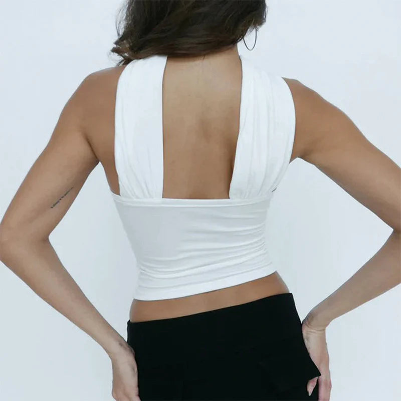VILZSTUDIOS Chic White Sexy Strapless Crop Top