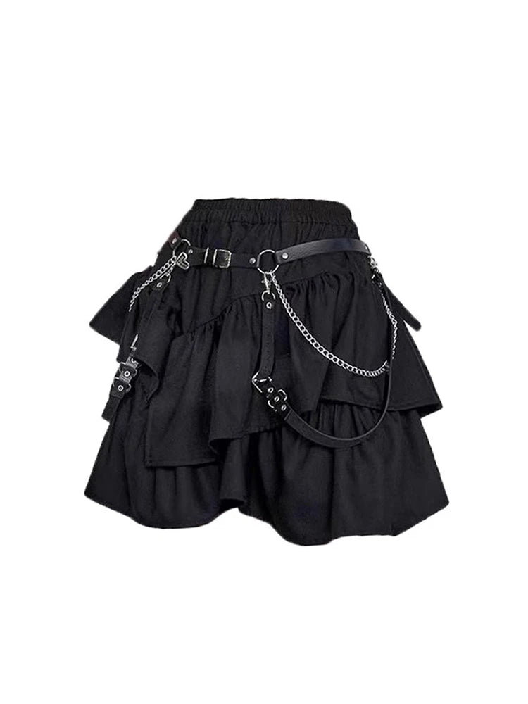 VILZSTUDIOS Vintage Black Gothic Aesthetic Oversize Skirt