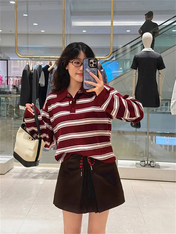 Contrast Color Stripes Knitted Sweater